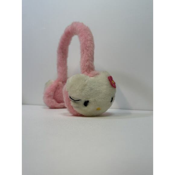 Hello‎ Kitty Fluffy Furry Plush Earmuffs Pink Head Band Y2K Accessory Bendable